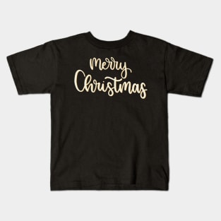 Merry Christmas - White and Gold Script Kids T-Shirt